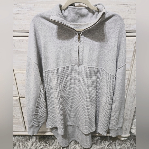 AE Oversized Half-Zip Sweatshirt Women's Pullover Tops Waffle Knit - Picture 4 of 9